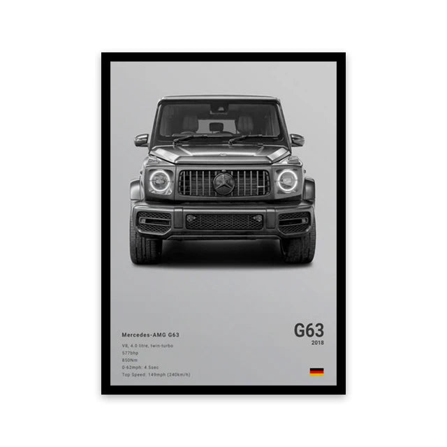 Assorted Cars Canvas Wall Art Print Posters and Decorative Murals