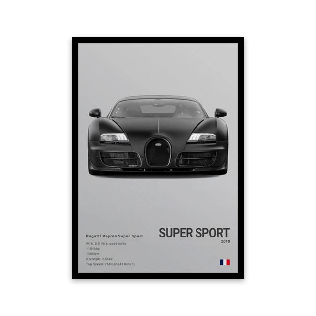 Supercar Canvas Wall Art Print Posters and Decorative Murals
