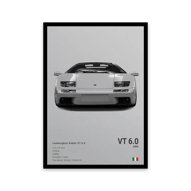 Assorted Cars Canvas Wall Art Print Posters and Decorative Murals