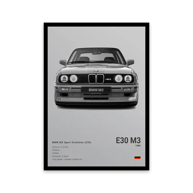 Assorted Cars Canvas Wall Art Print Posters and Decorative Murals
