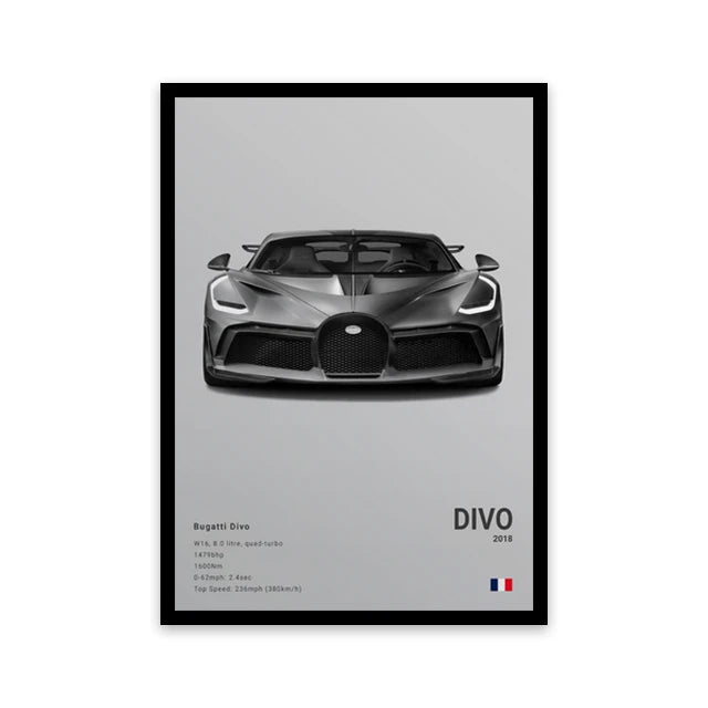 Assorted Cars Canvas Wall Art Print Posters and Decorative Murals