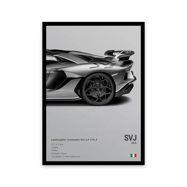 Assorted Cars Canvas Wall Art Print Posters and Decorative Murals