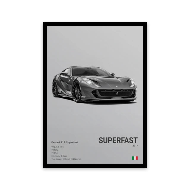 Assorted Cars Canvas Wall Art Print Posters and Decorative Murals